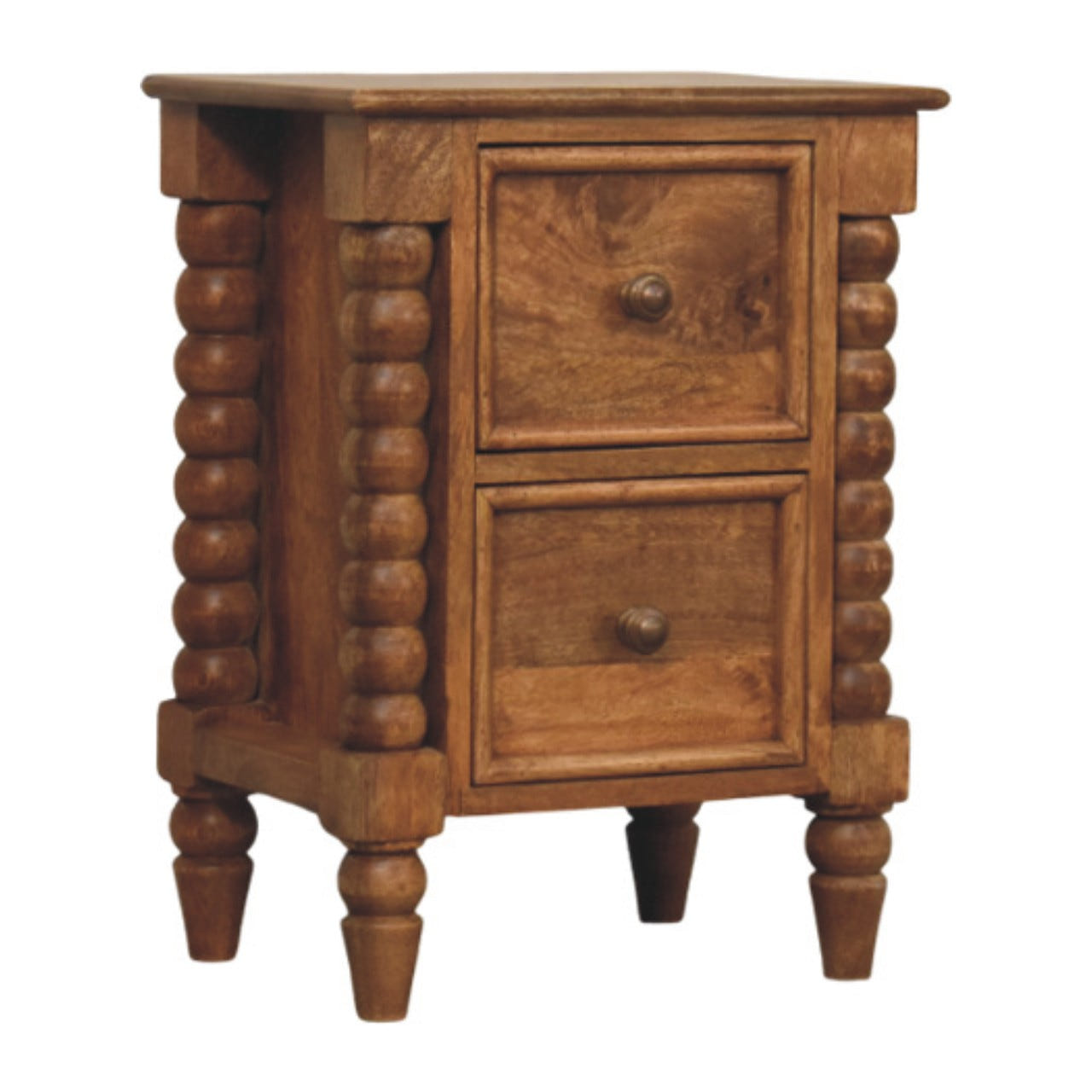 Barley Twist 2-Drawer Bedside Table | Oak Solid Mango Wood