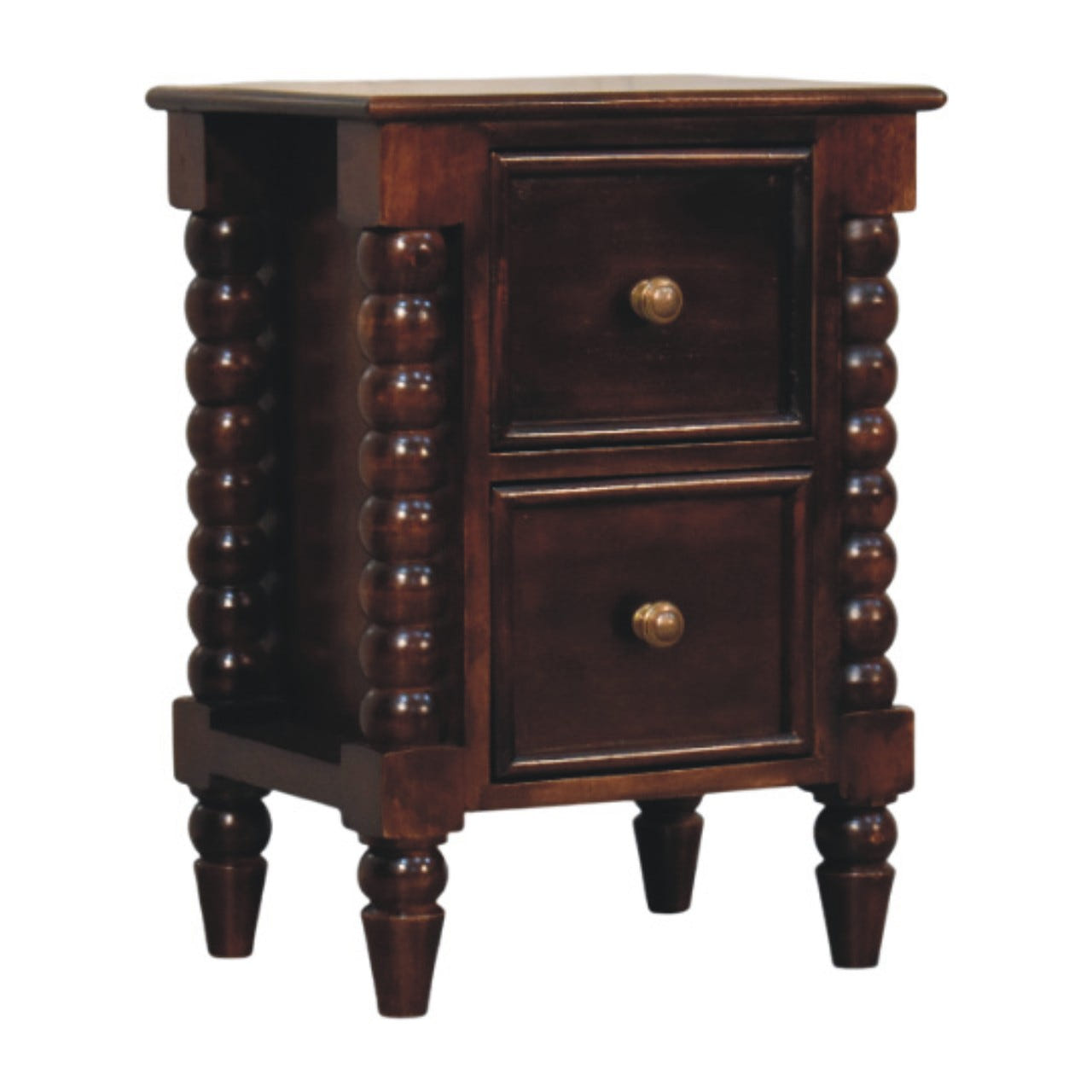Bexley Spindle Bedside Table | Oak Solid Mango Wood