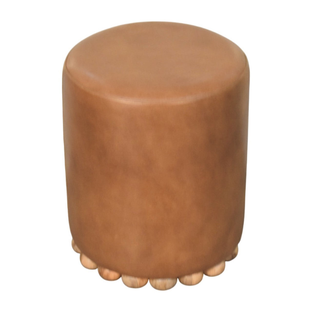 Bola Leather Footstool | Oak-Ish