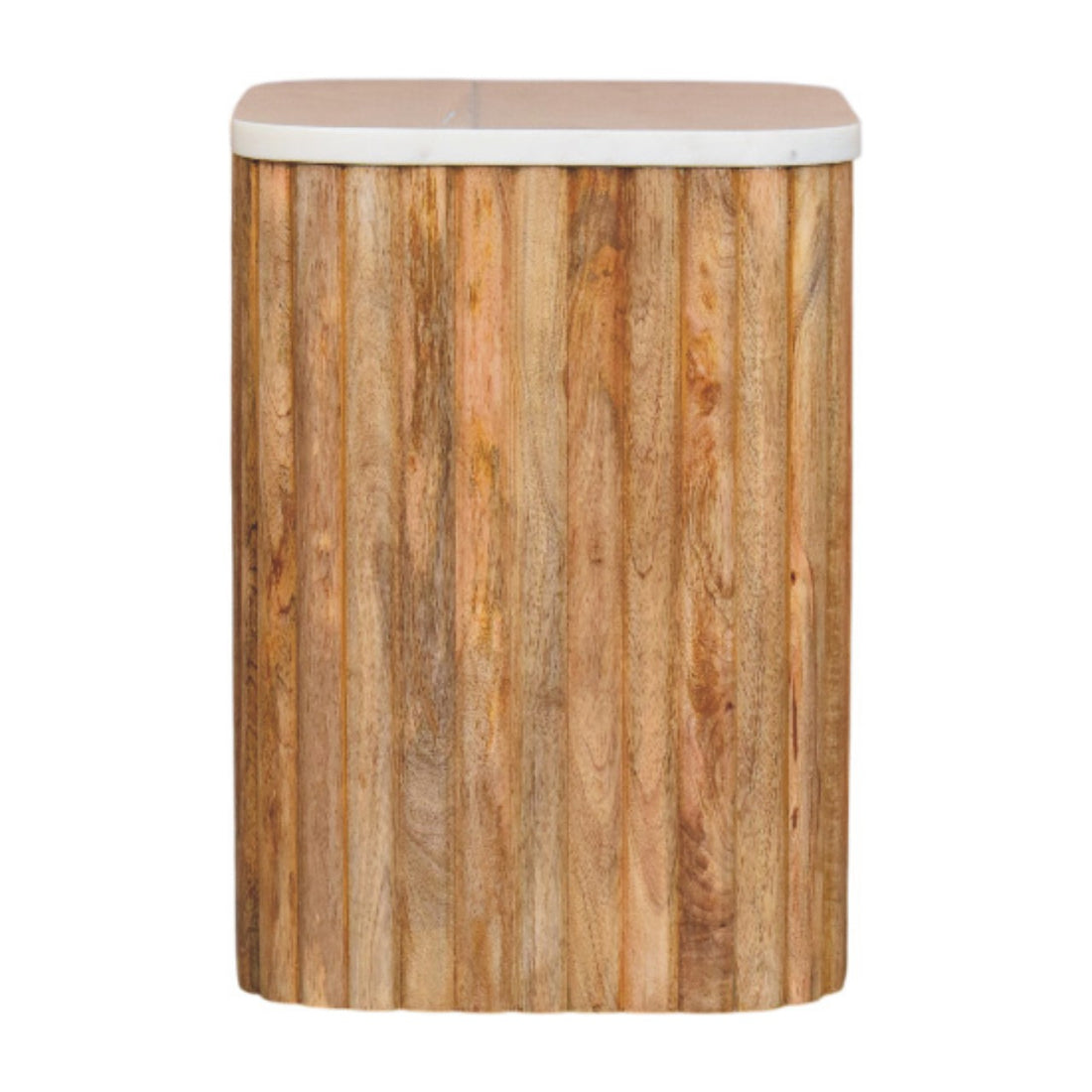 Oakish Marble Side Table Accent Piece | Oak-Ish Solid Mango Wood Marble-Effect Default Title
