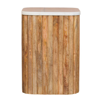 Oakish Marble Side Table Accent Piece | Oak-Ish Solid Mango Wood Marble-Effect Default Title