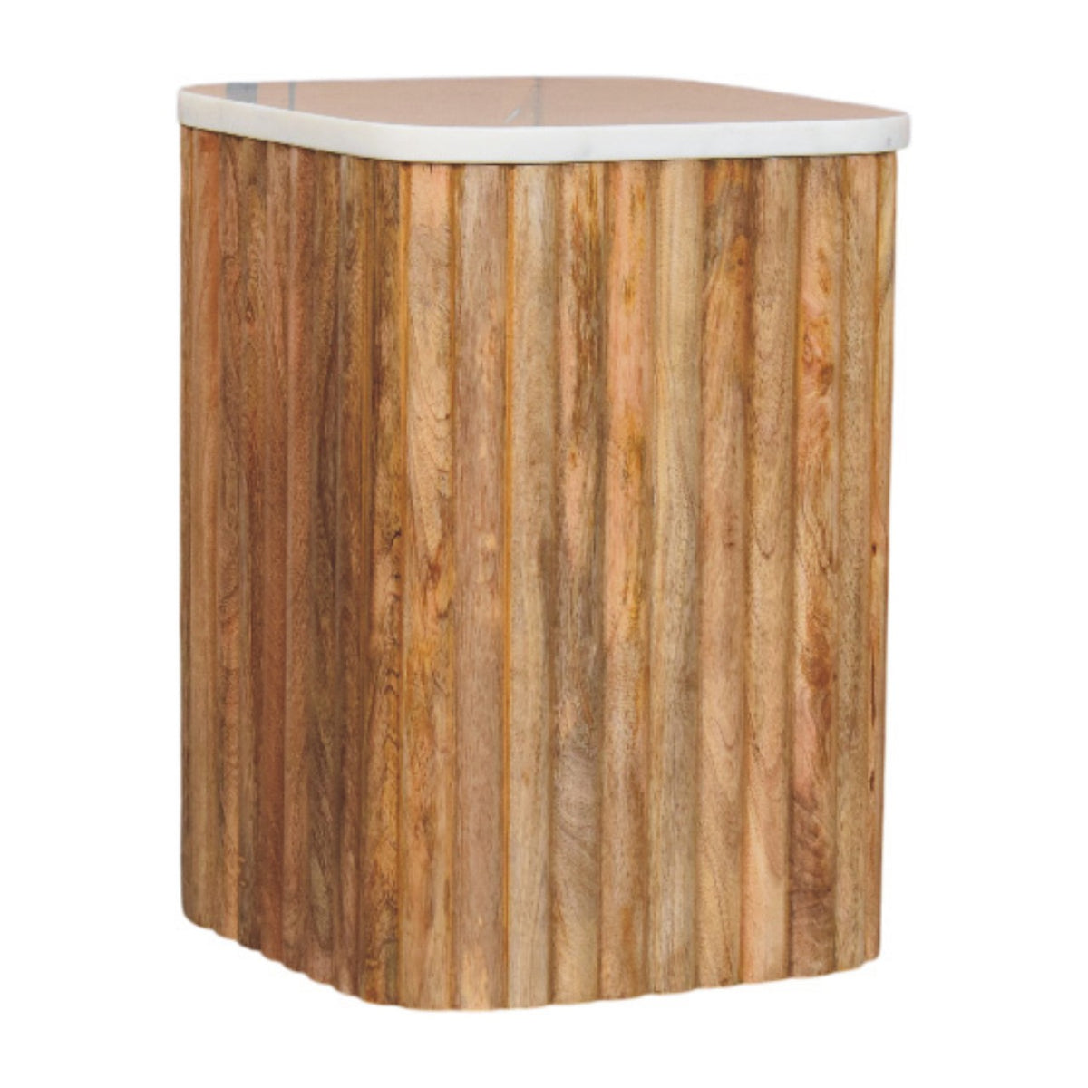 Oakish Marble Side Table Accent Piece | Oak-Ish Solid Mango Wood Marble-Effect