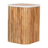 Oakish Marble Side Table Accent Piece | Oak-Ish Solid Mango Wood Marble-Effect