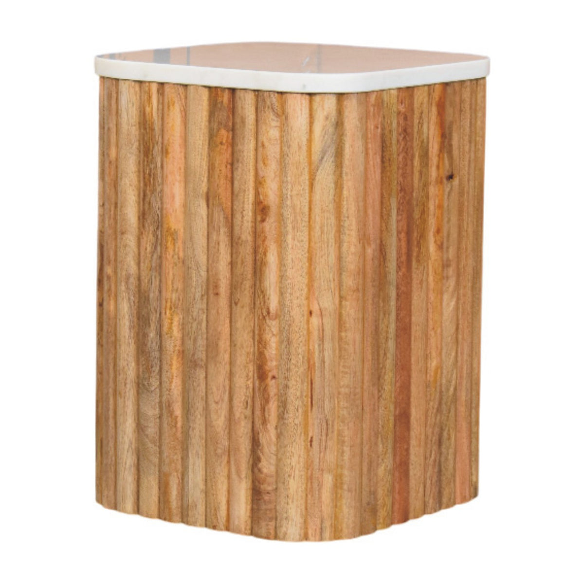 Oakish Marble Side Table Accent Piece | Oak-Ish Solid Mango Wood Marble-Effect