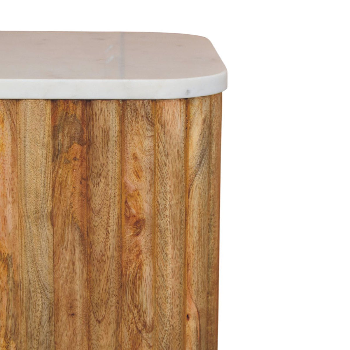 Oakish Marble Side Table Accent Piece | Oak-Ish Solid Mango Wood Marble-Effect