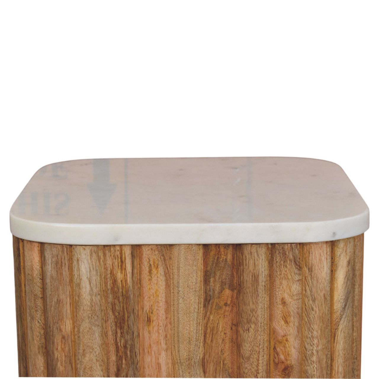 Oakish Marble Side Table Accent Piece | Oak-Ish Solid Mango Wood Marble-Effect