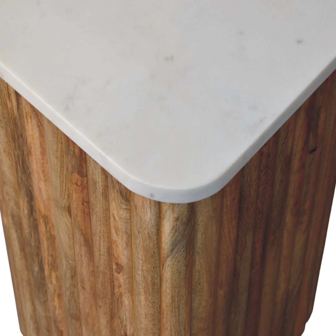 Oakish Marble Side Table Accent Piece | Oak-Ish Solid Mango Wood Marble-Effect
