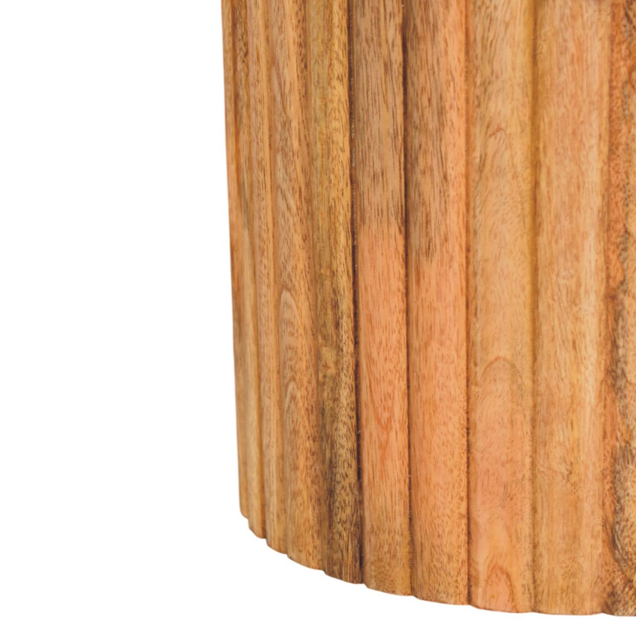 Fluted Marble Side Table Accent Piece | Marble-Effect Solid Mango Wood