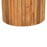 Fluted Marble Side Table Accent Piece | Marble-Effect Solid Mango Wood