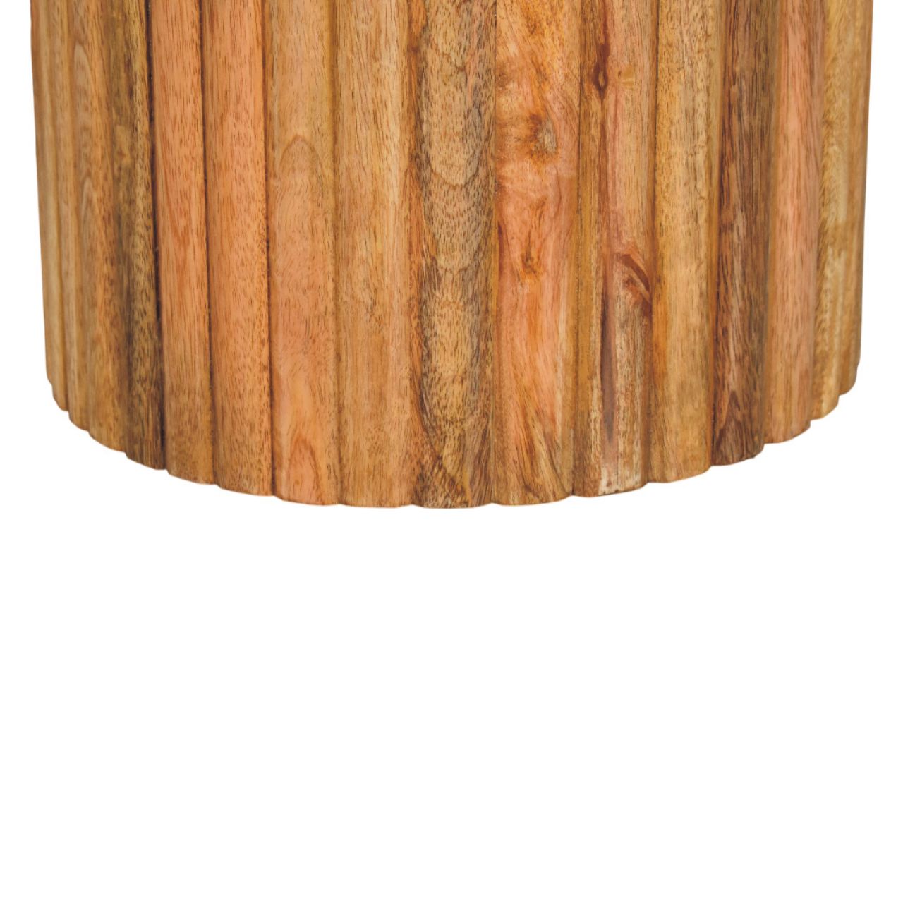 Fluted Marble Side Table Accent Piece | Marble-Effect Solid Mango Wood