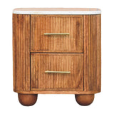 Aurora Marble Bedside Table | Marble-Effect Solid Mango Wood Default Title