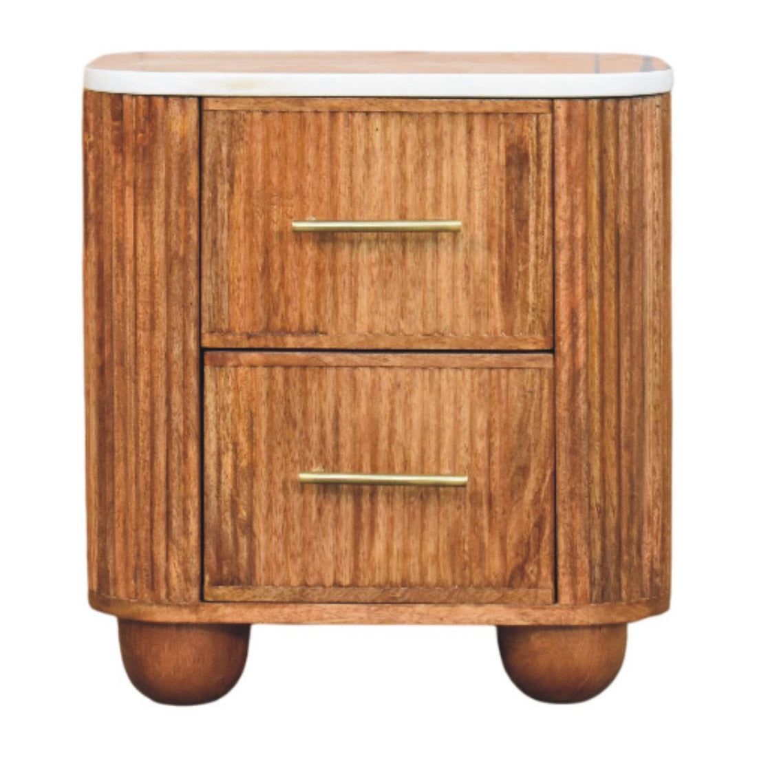 Aurora Marble Bedside Table | Marble-Effect Solid Mango Wood Default Title