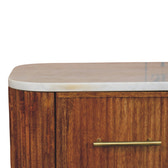 Aurora Marble Bedside Table | Marble-Effect Solid Mango Wood