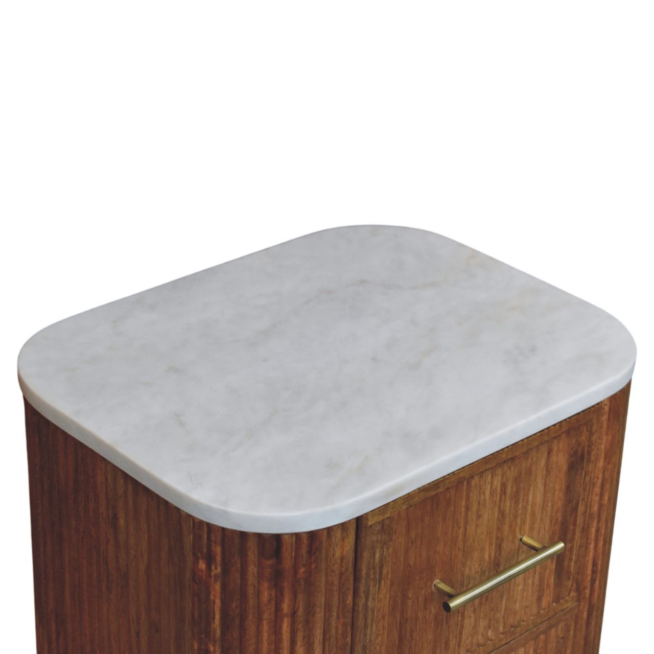 Aurora Marble Bedside Table | Marble-Effect Solid Mango Wood