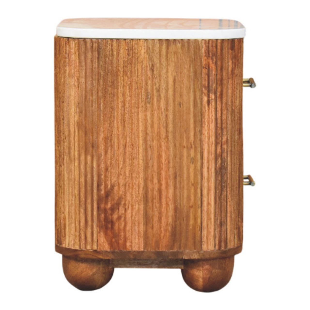 Aurora Marble Bedside Table | Marble-Effect Solid Mango Wood