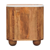 Aurora Marble Bedside Table | Marble-Effect Solid Mango Wood