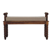 Spindle Amber Linen Bench