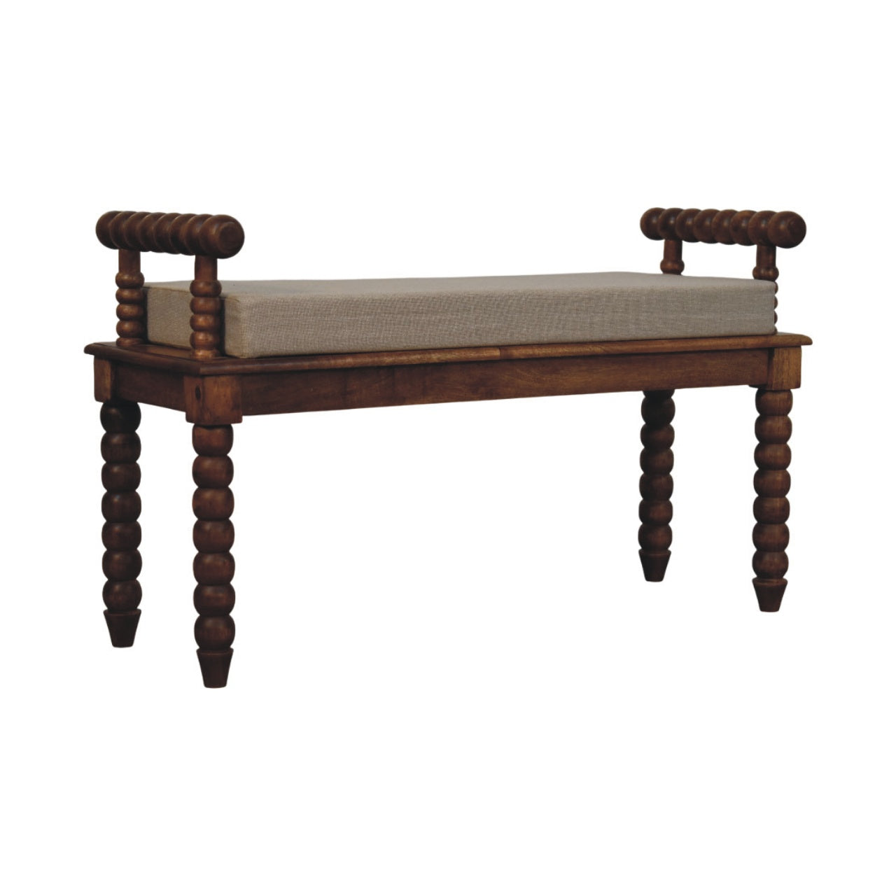 Spindle Amber Linen Bench
