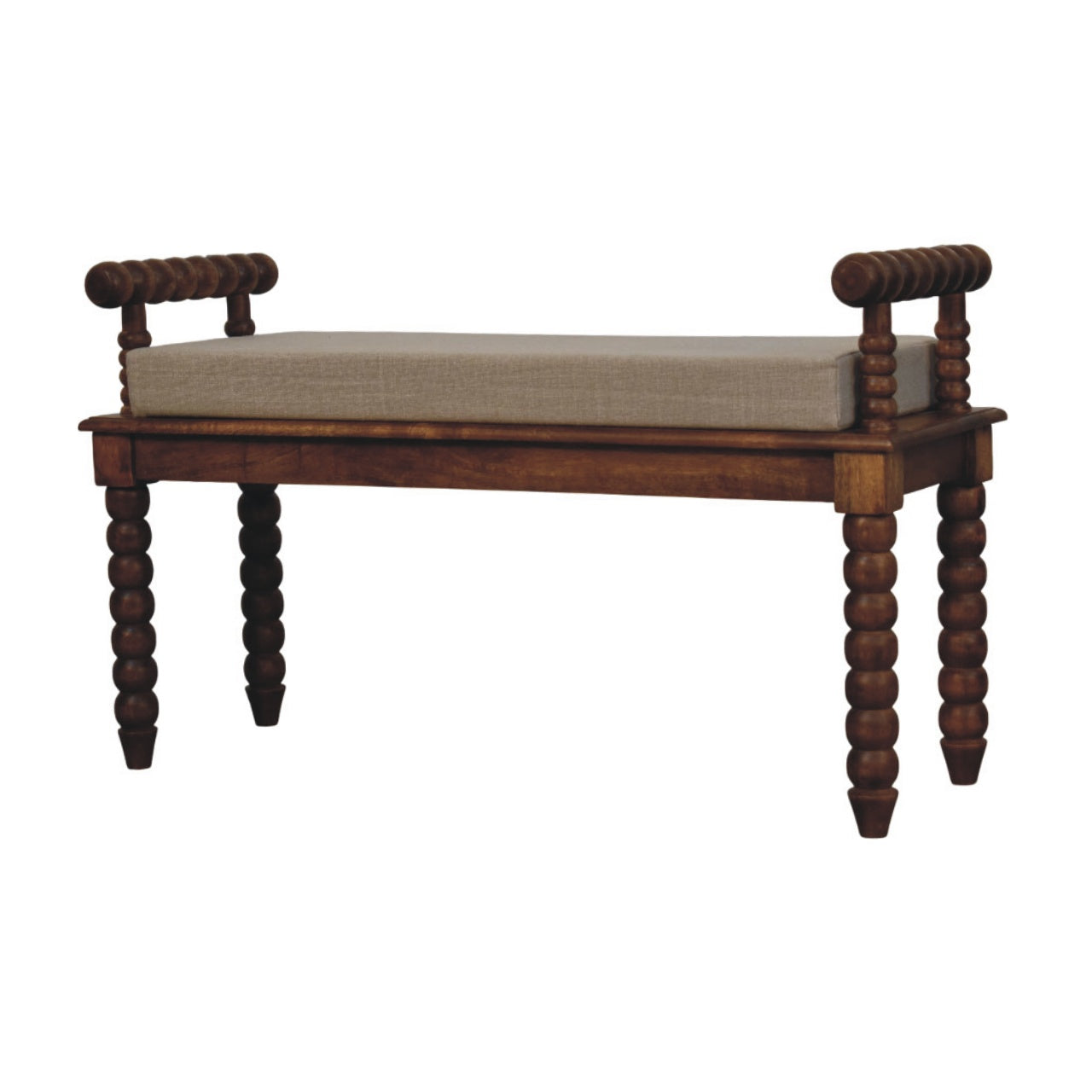Spindle Amber Linen Bench