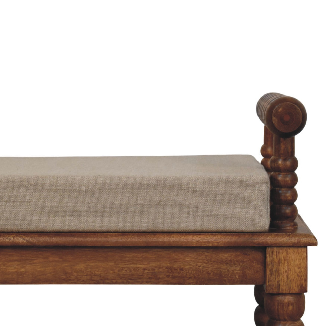 Spindle Amber Linen Bench