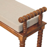 Spindle Amber Linen Bench