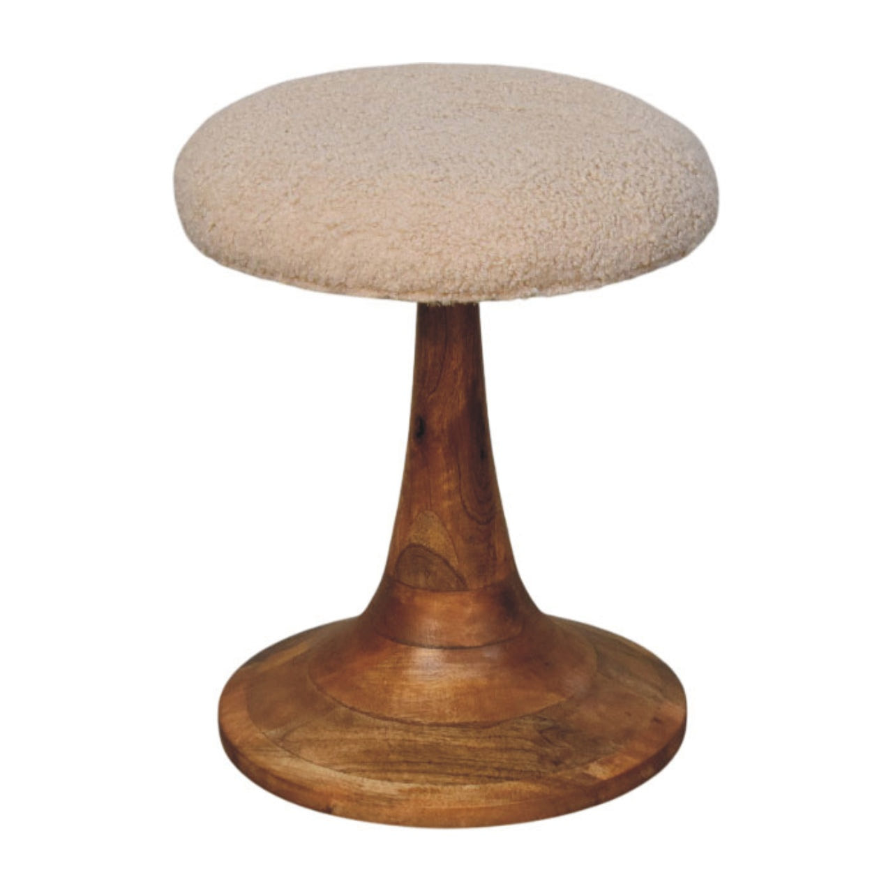 Boucle Teak Accent Footstool