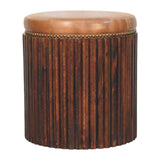 Ribbed Leather Accent Stool Default Title