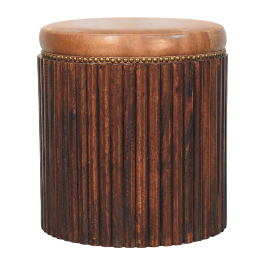 Ribbed Leather Accent Stool Default Title