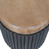Ribbed Leather Accent Stool