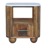 Beaumont Marble Bedside Table | Marble-Effect Solid Mango Wood Default Title