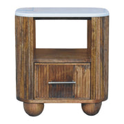Beaumont Marble Bedside Table | Marble-Effect Solid Mango Wood Default Title