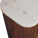 Beaumont Marble Bedside Table | Marble-Effect Solid Mango Wood
