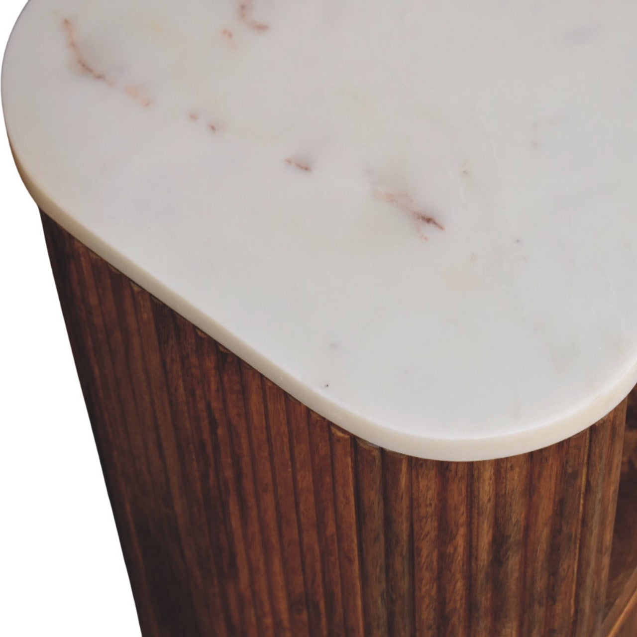 Beaumont Marble Bedside Table | Marble-Effect Solid Mango Wood