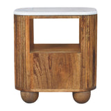 Beaumont Marble Bedside Table | Marble-Effect Solid Mango Wood