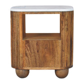 Beaumont Marble Bedside Table | Marble-Effect Solid Mango Wood