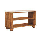Beaumont Marble Shoe Bench | Marble-Effect Solid Mango Wood