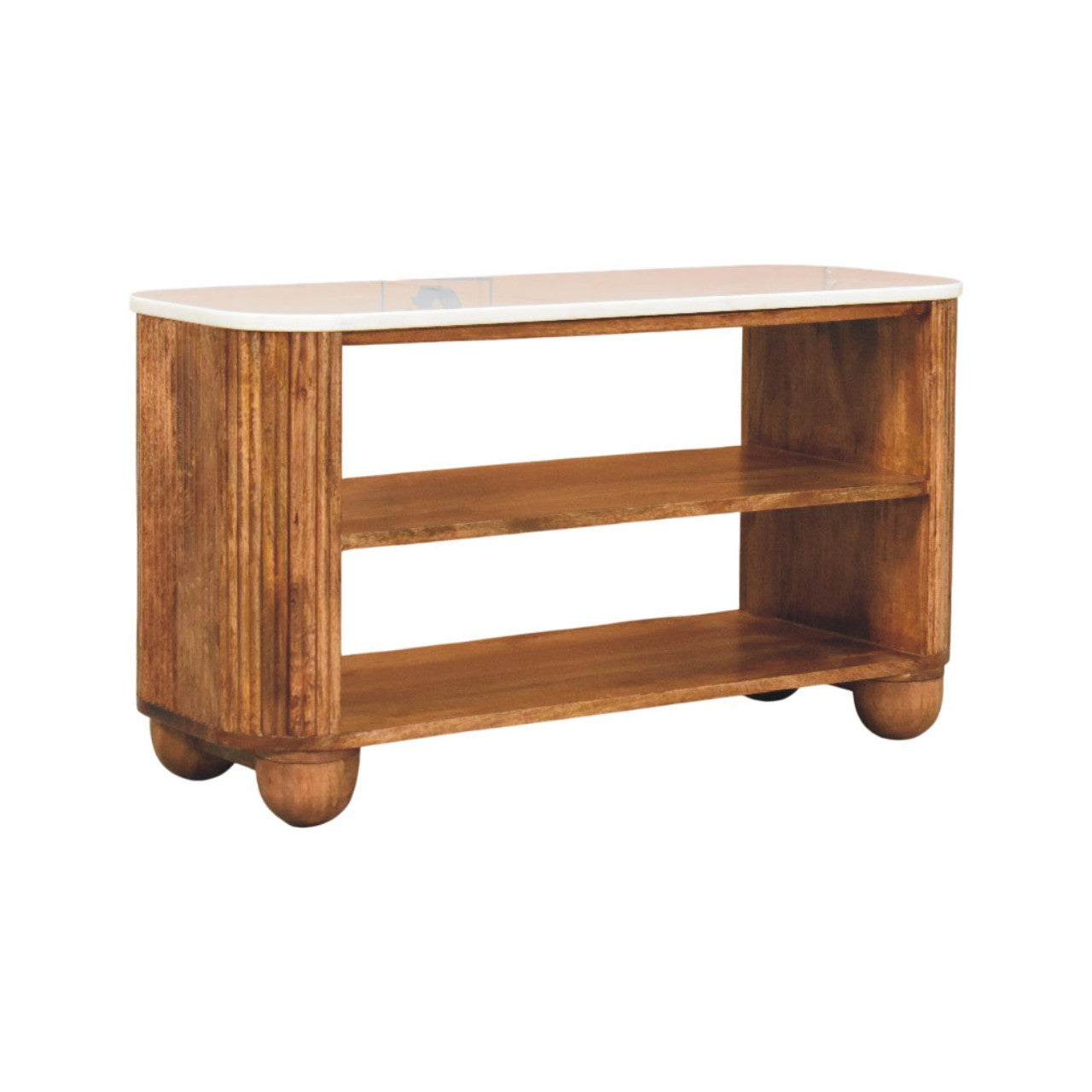 Beaumont Marble Shoe Bench | Marble-Effect Solid Mango Wood
