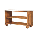 Beaumont Marble Shoe Bench | Marble-Effect Solid Mango Wood