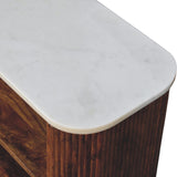 Beaumont Marble Shoe Bench | Marble-Effect Solid Mango Wood