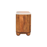 Beaumont Marble Shoe Bench | Marble-Effect Solid Mango Wood