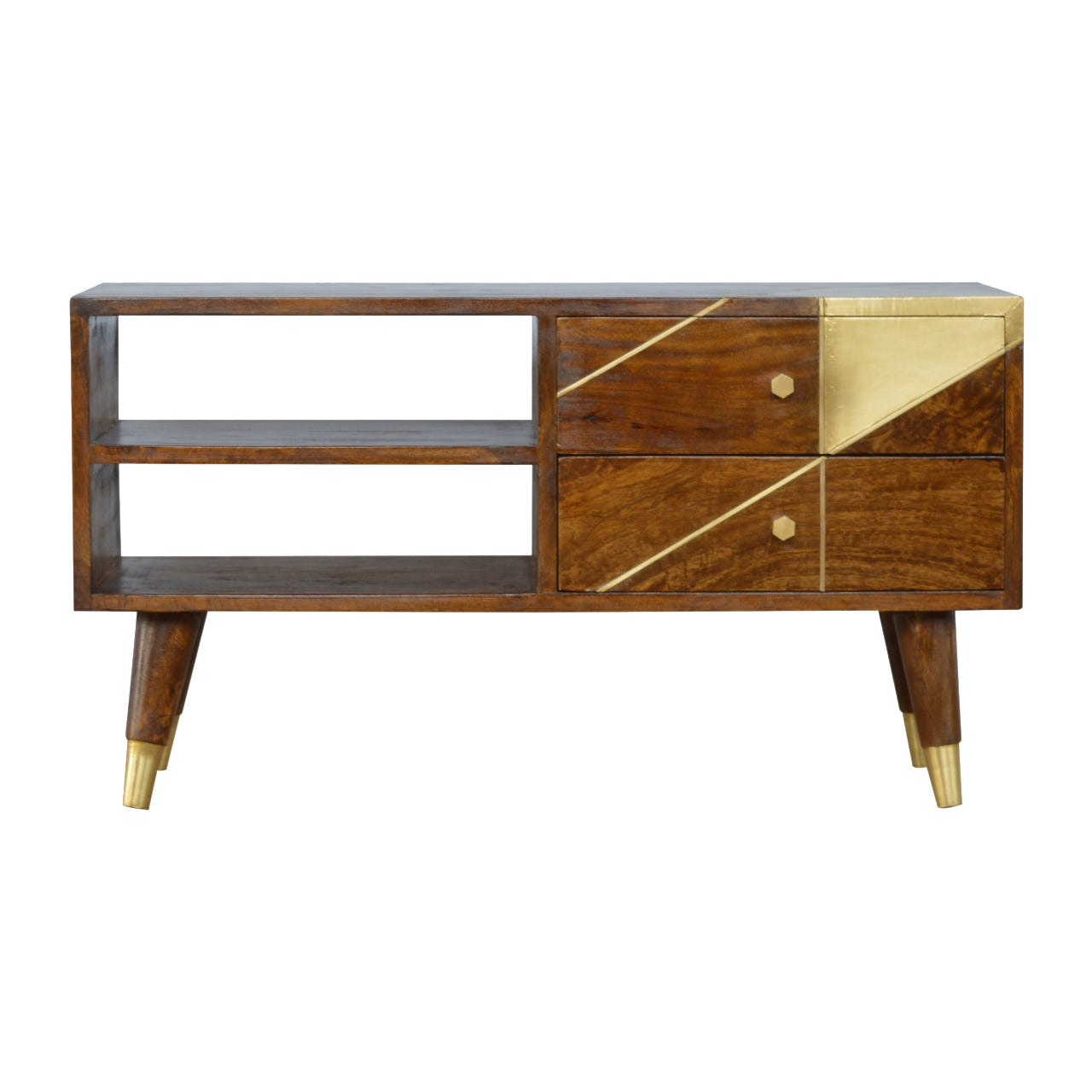 Gold Geo Chestnut Chest of Drawers
