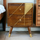 Gold Geometric Chestnut Bedside Table
