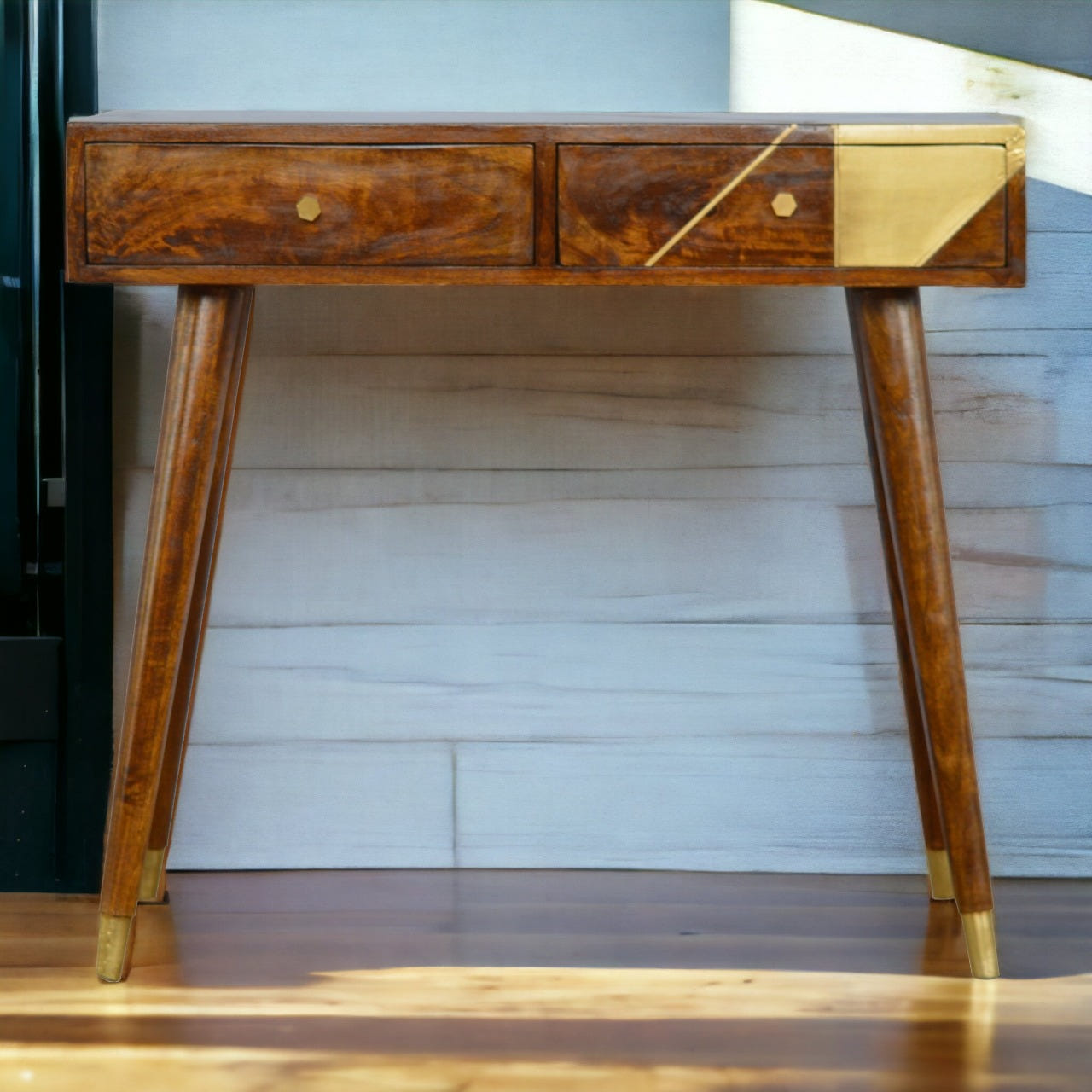 Gold Geo Chestnut Chest of Drawers