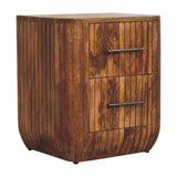 Fluted Bedside with Drawers Bedside Table