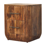Fluted Bedside with Drawers Bedside Table