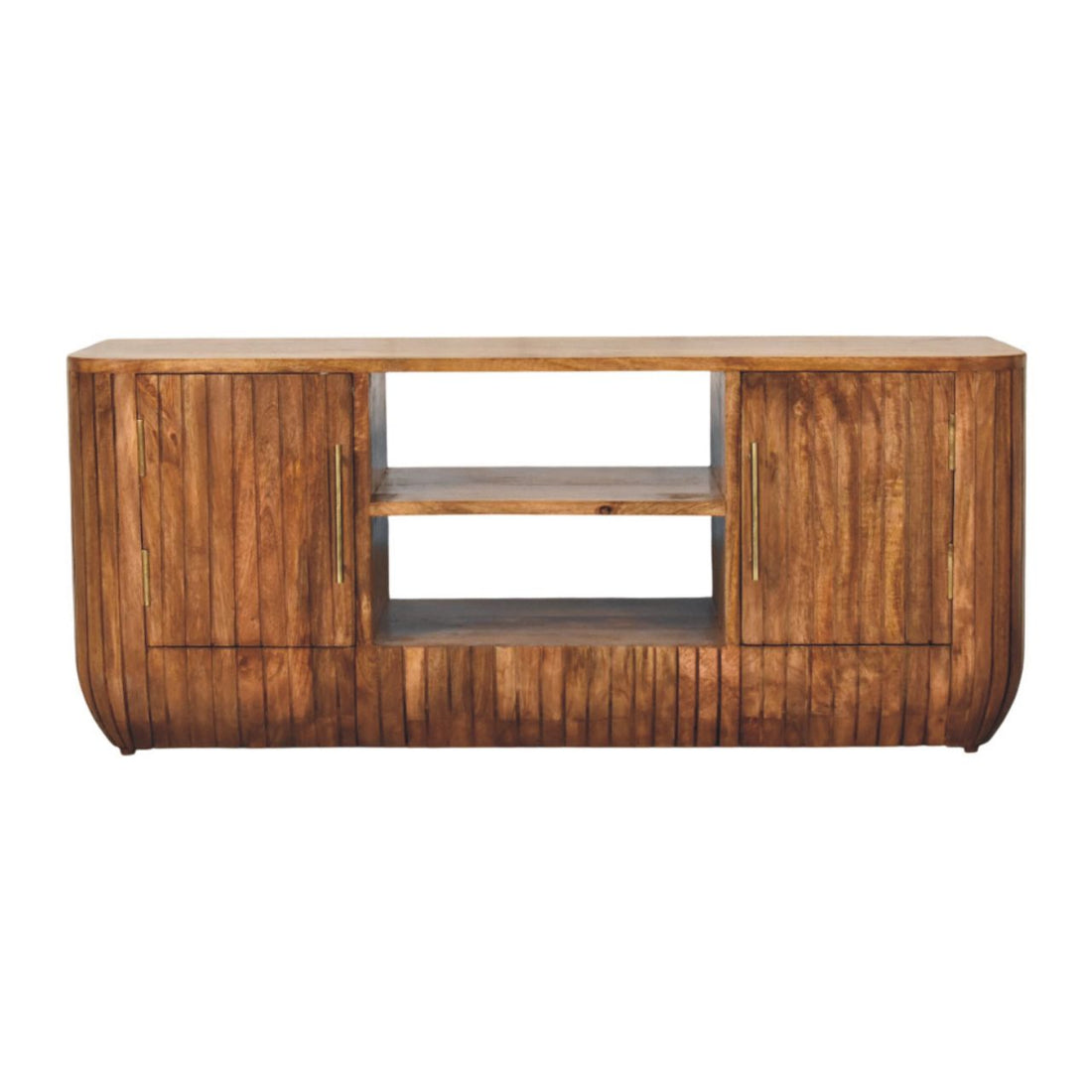 Fluted Media Console with Shelves Console Table Default Title
