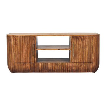 Fluted Media Console with Shelves Console Table Default Title