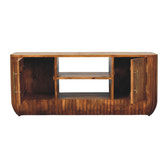 Fluted Media Console with Shelves Console Table
