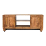 Fluted Media Console with Shelves Console Table