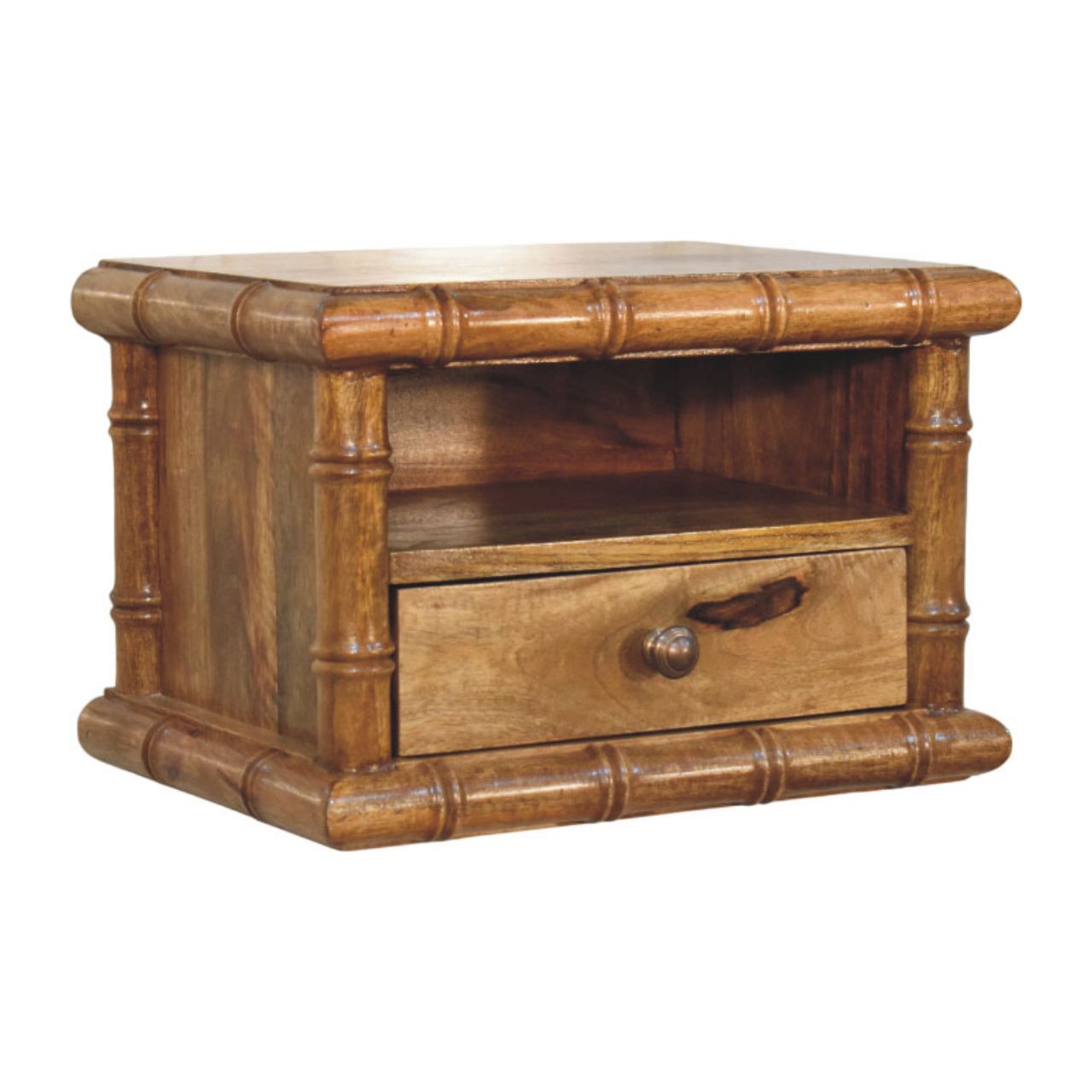 Bamboo Open Bedside in Amber Oak Finish